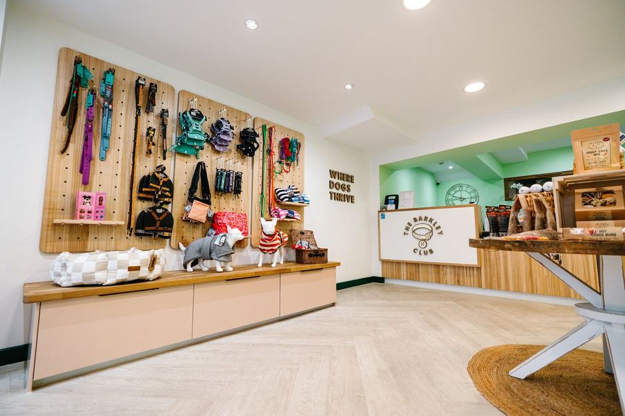 The Barkley Club retail wall and reception