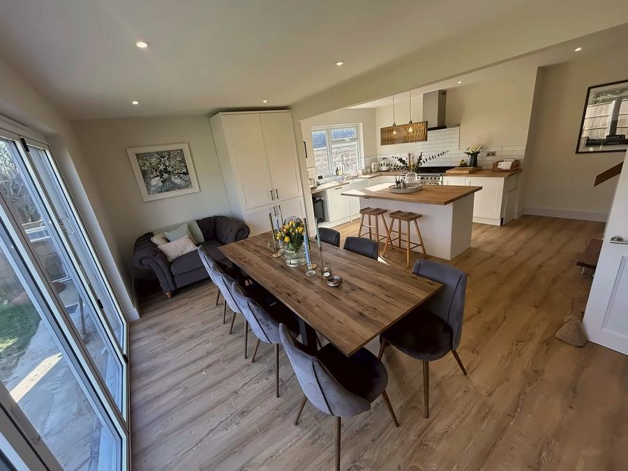 Rochemont kitchen, stairs and dining area
